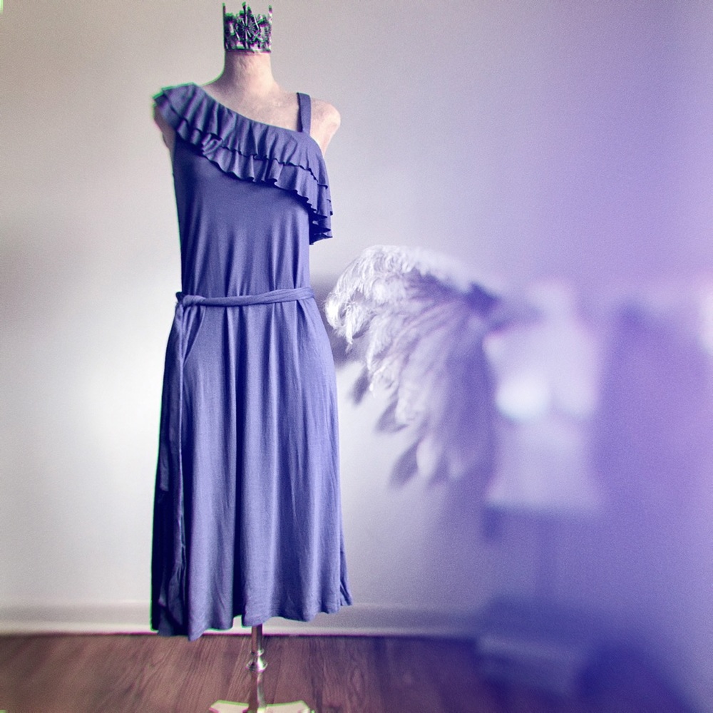Purple asymmetrical dress, super soft tee, NWT 🆕